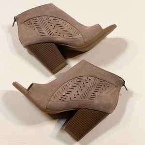 Not Rated Laser Cut Out Peep Toe High Heel Booties